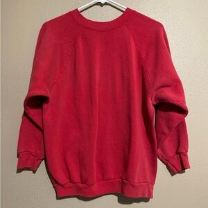 Vintage 80s Blank Red Ragland Style Pullover Crewneck Sweatshirt Adult M ?
